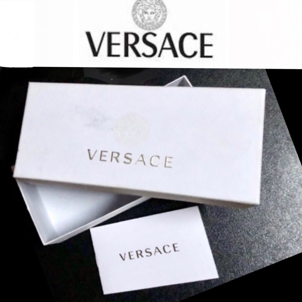 VERSACE Havana Red Eyeglasses white empty case size7W x 3L w/authentication card